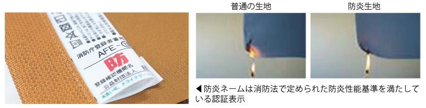 通常生地と防炎生地の燃え方比較