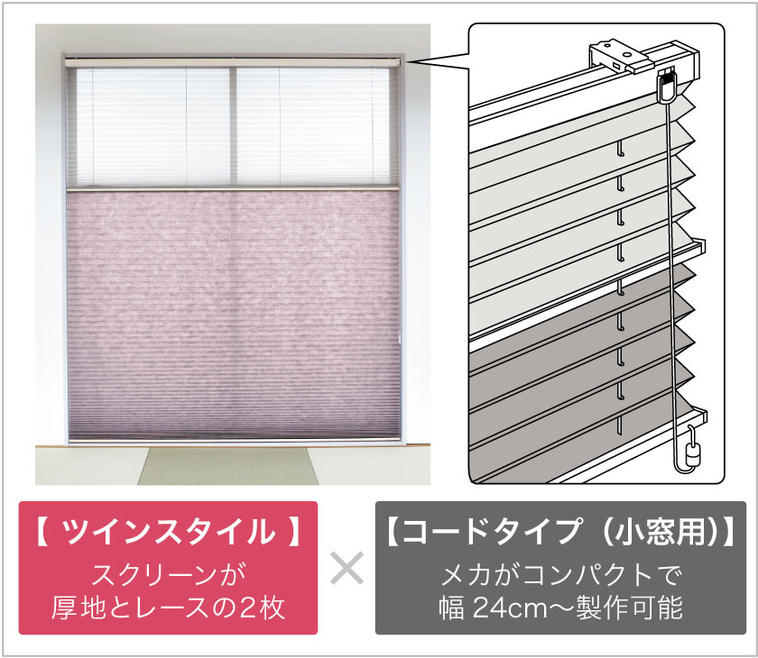 和紙のスクリーン：ダブルタイプのプリーツスクリーン