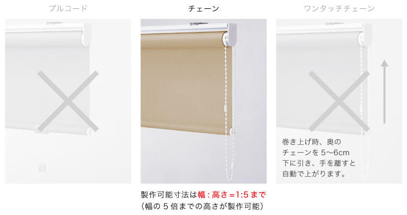 こちらのロールスクリーンの操作方法はチェーン操作となります。