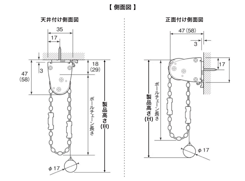 小窓ロールスクリーンチェーンタイプのスクリーン幅