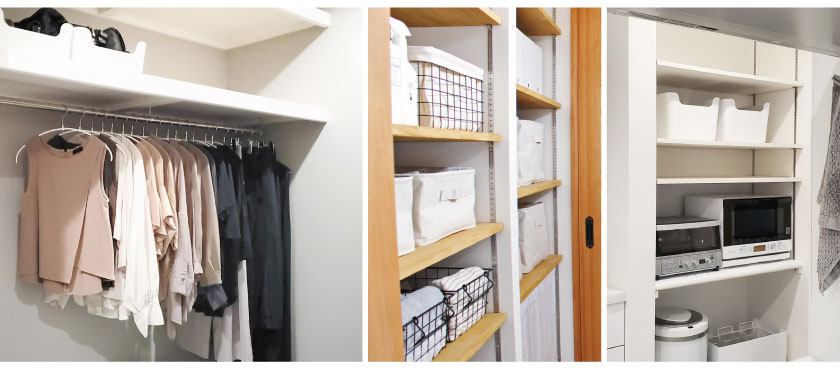 クローゼット・棚にもロールスクリーンは取り付け可能です。