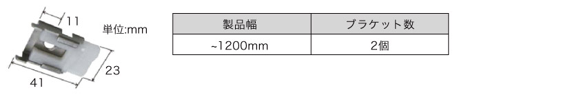 小窓用ロールスクリーンのブラケット個数とブラケットサイズです。