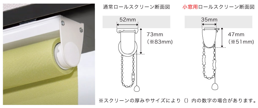 小窓用幅狭ロールスクリーン　メカと操作方法