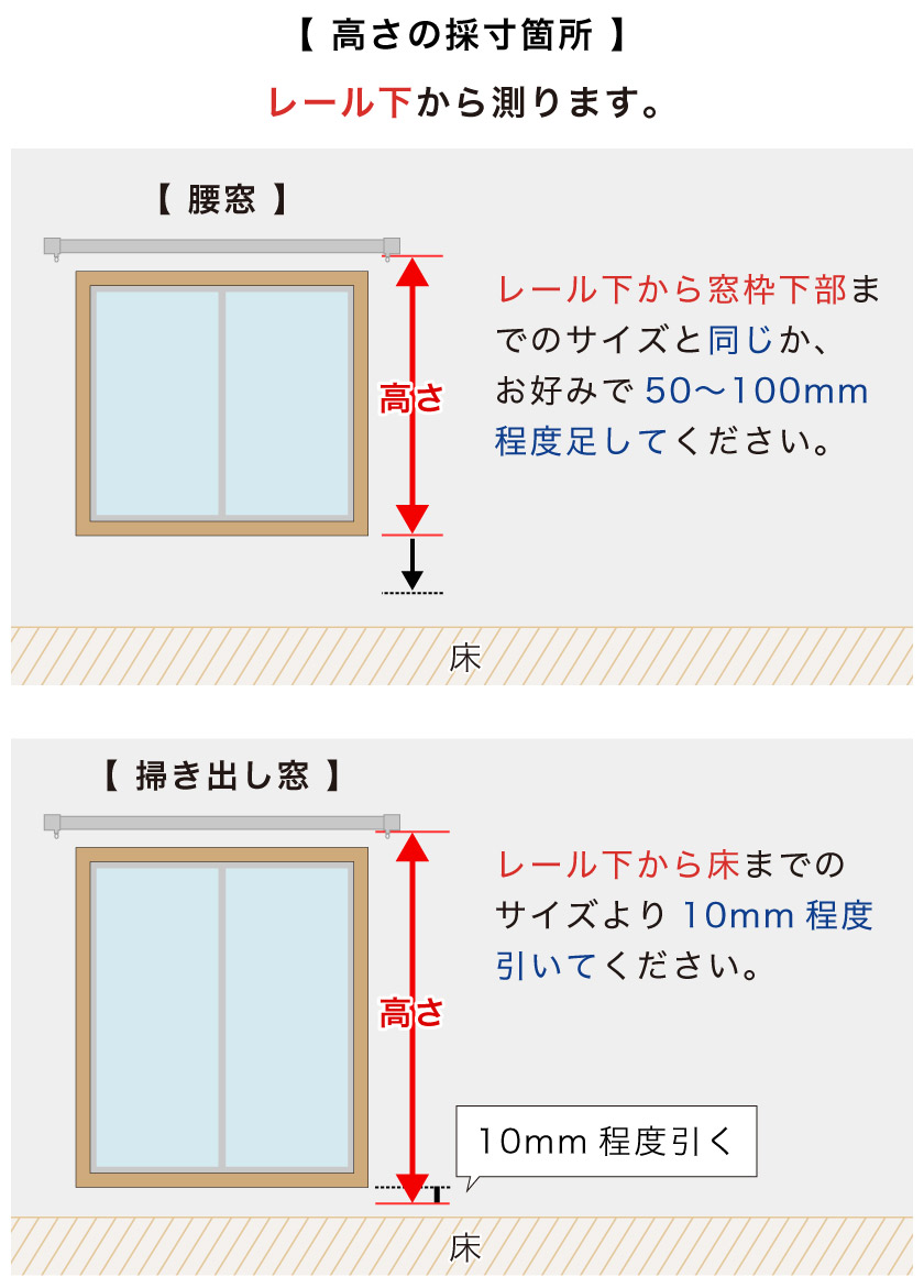 図解】ロールスクリーンをカーテンレールへ取り付ける場合の採寸方法