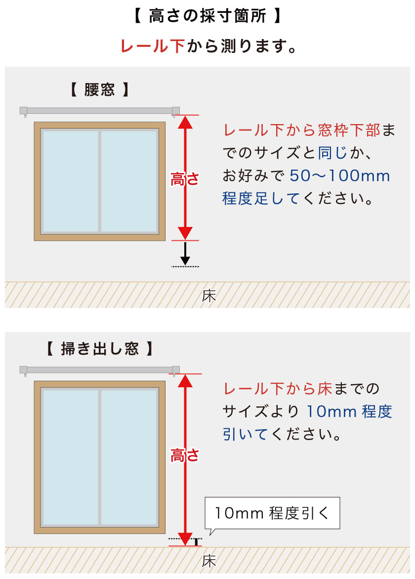 図解】ロールスクリーンをカーテンレールへ取り付ける場合の採寸方法
